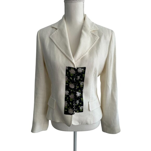 DOLCE & GABBANA Cream Floral Rose Buttoned Blazer Size IT 44 - Picture 3 of 11